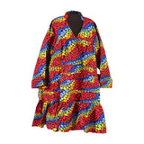 African Print Pleated Frill Dress