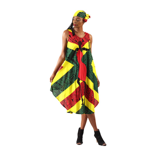 Rasta Print Umbrella Dress Set of 4