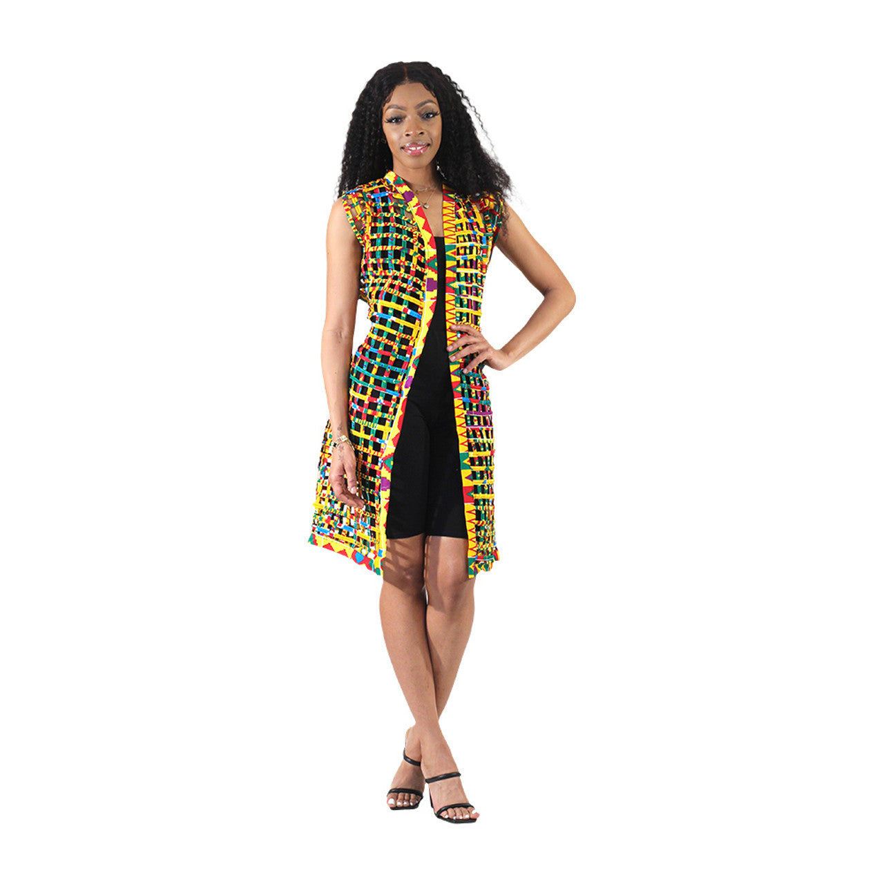 African Kente Print Duster Vest