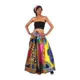 Mixed Dashiki Print Maxi Skirt & Head Wrap Set