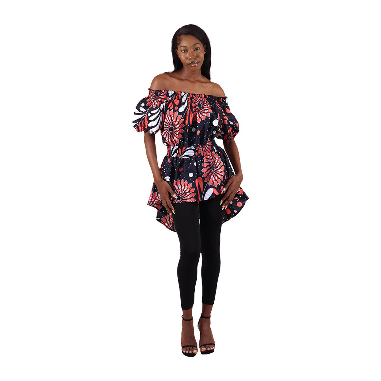 3-Set African Print High Low Top (2XL)