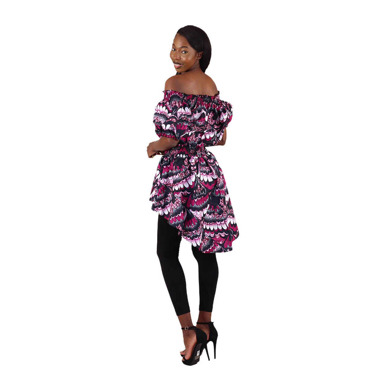 3-Set African Print High Low Top (2XL)