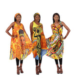 African Native Print Umbrella Dress Set of 3