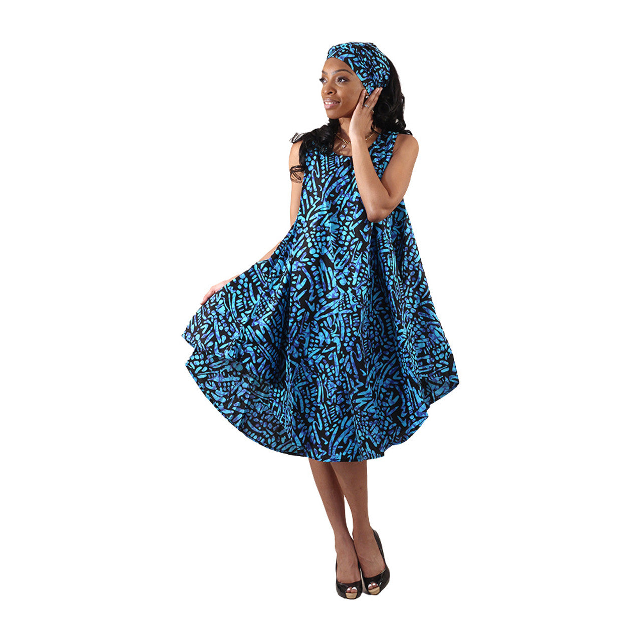 African Ankara Print Umbrella Dress-6 Colors