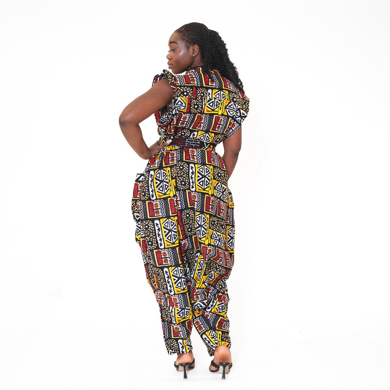 Ankara Print Wide-Leg Sleeveless Jumpsuit Style A