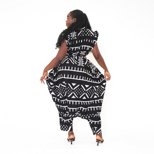 Ankara Print Wide-Leg Sleeveless Jumpsuit Style B