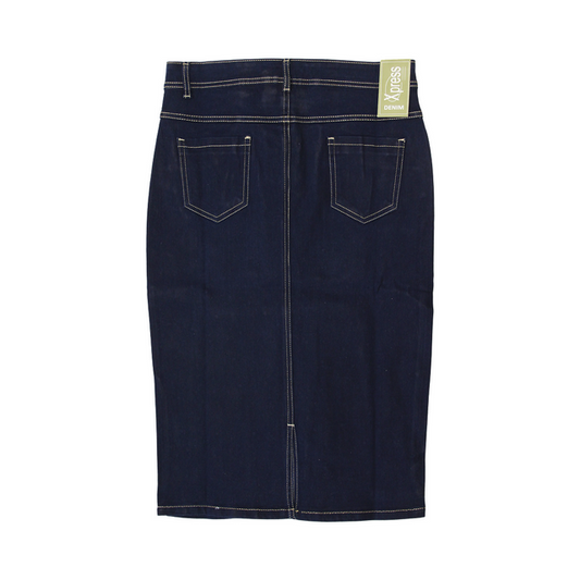 Sequined Denim Short Skirt - NAVY