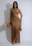 Gold Fringe Maxi Dress