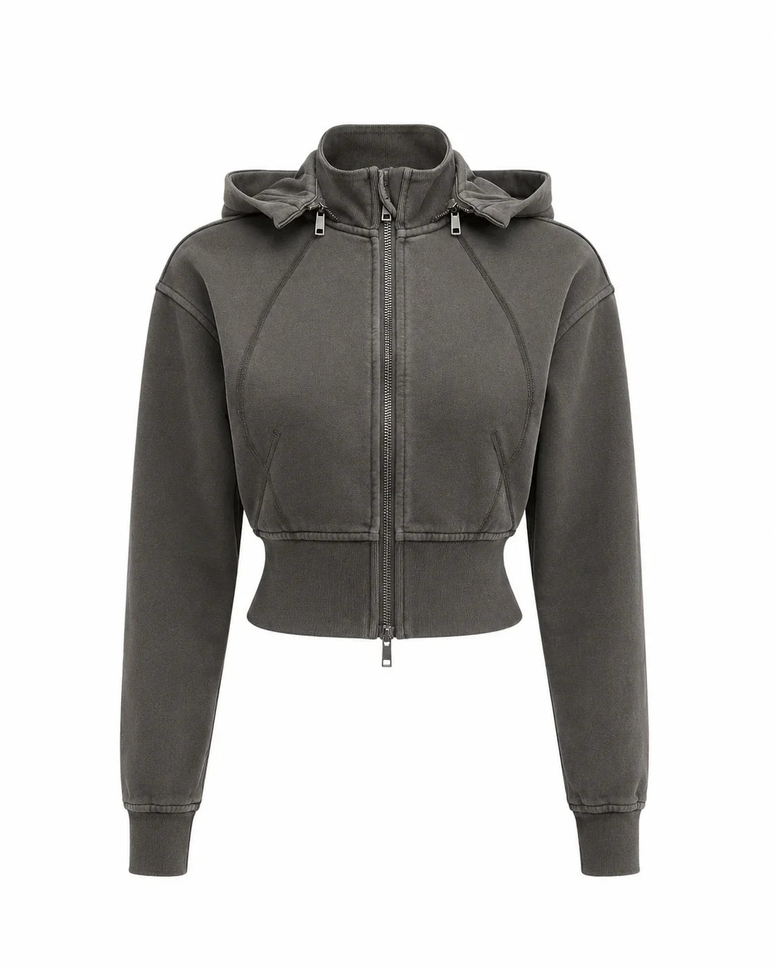 Vintage Washed Cropped Fleece Hoodie for Women