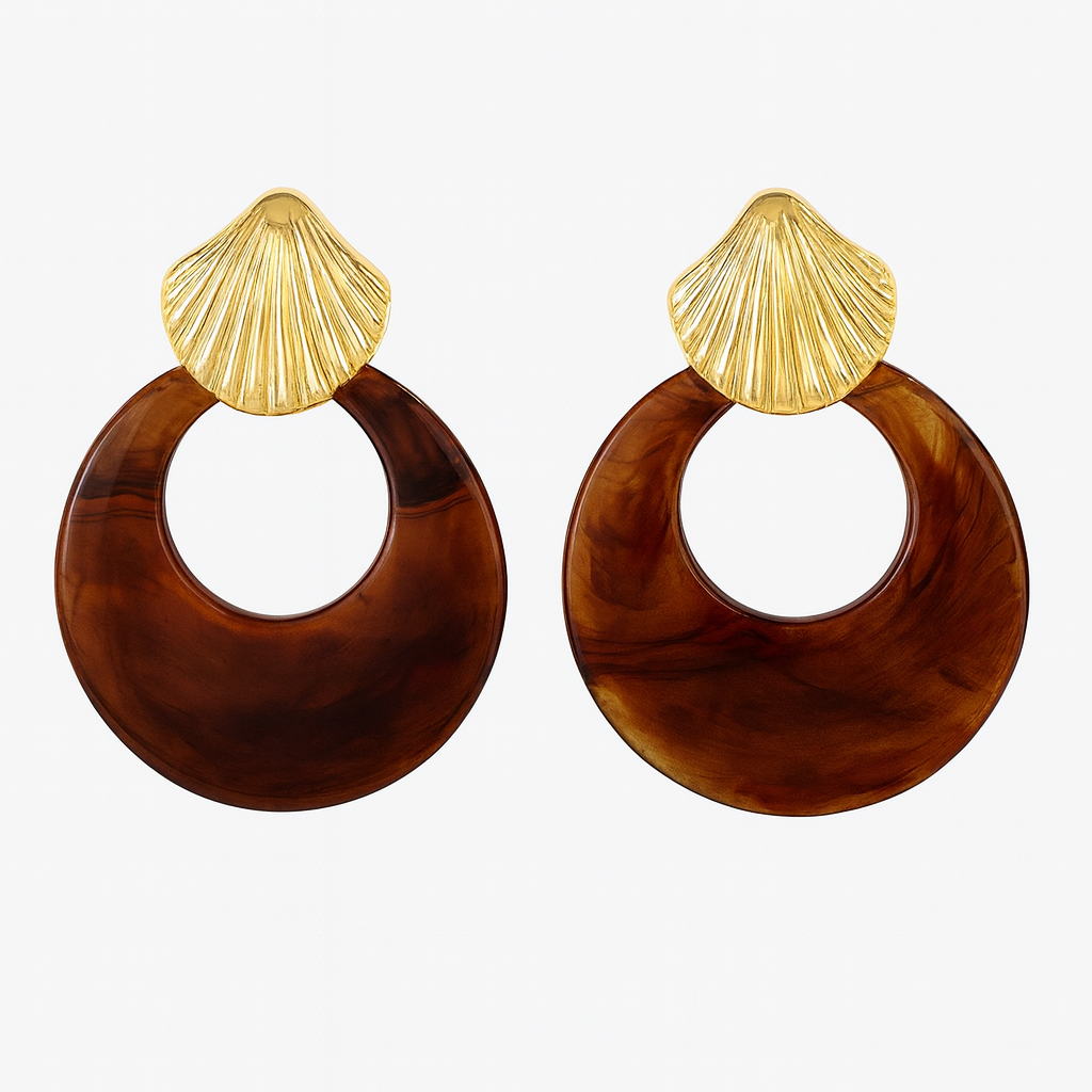 Kenle Shell Earrings -Brown