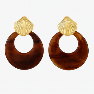 Kenle Shell Earrings -Brown