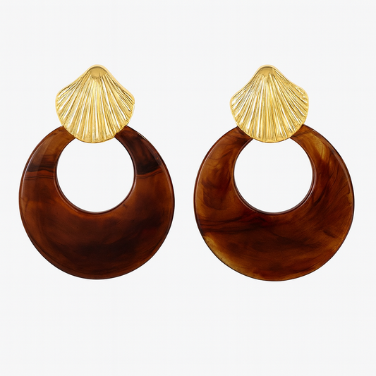 Kenle Shell Earrings -Brown