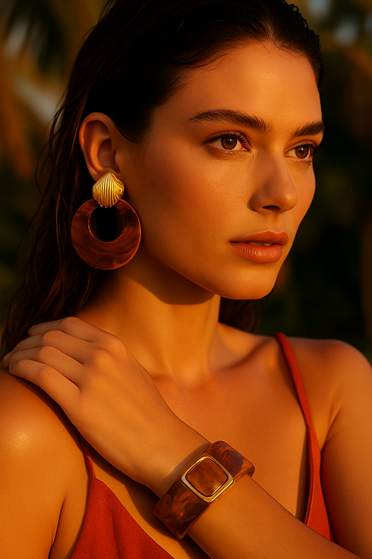 Kenle Shell Earrings -Brown