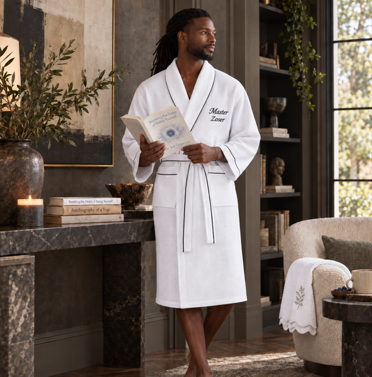 Premium Waffle Piping Robe for Men