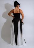 Black & White Contrast Glamour Bandage Maxi Dress