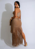 Gold Fringe Maxi Dress