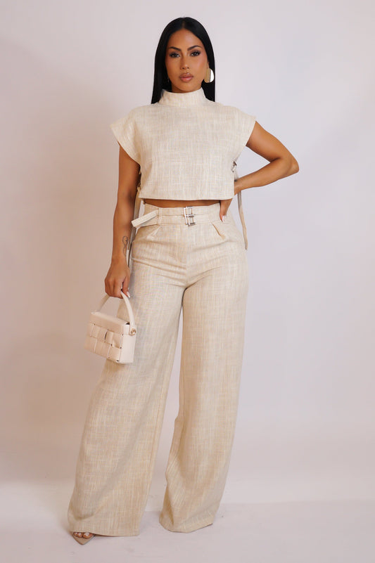 All that Linen Pants Set- Cream