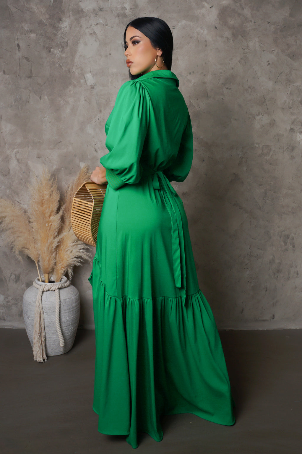 Diagonally Ruffled Maxi Dress