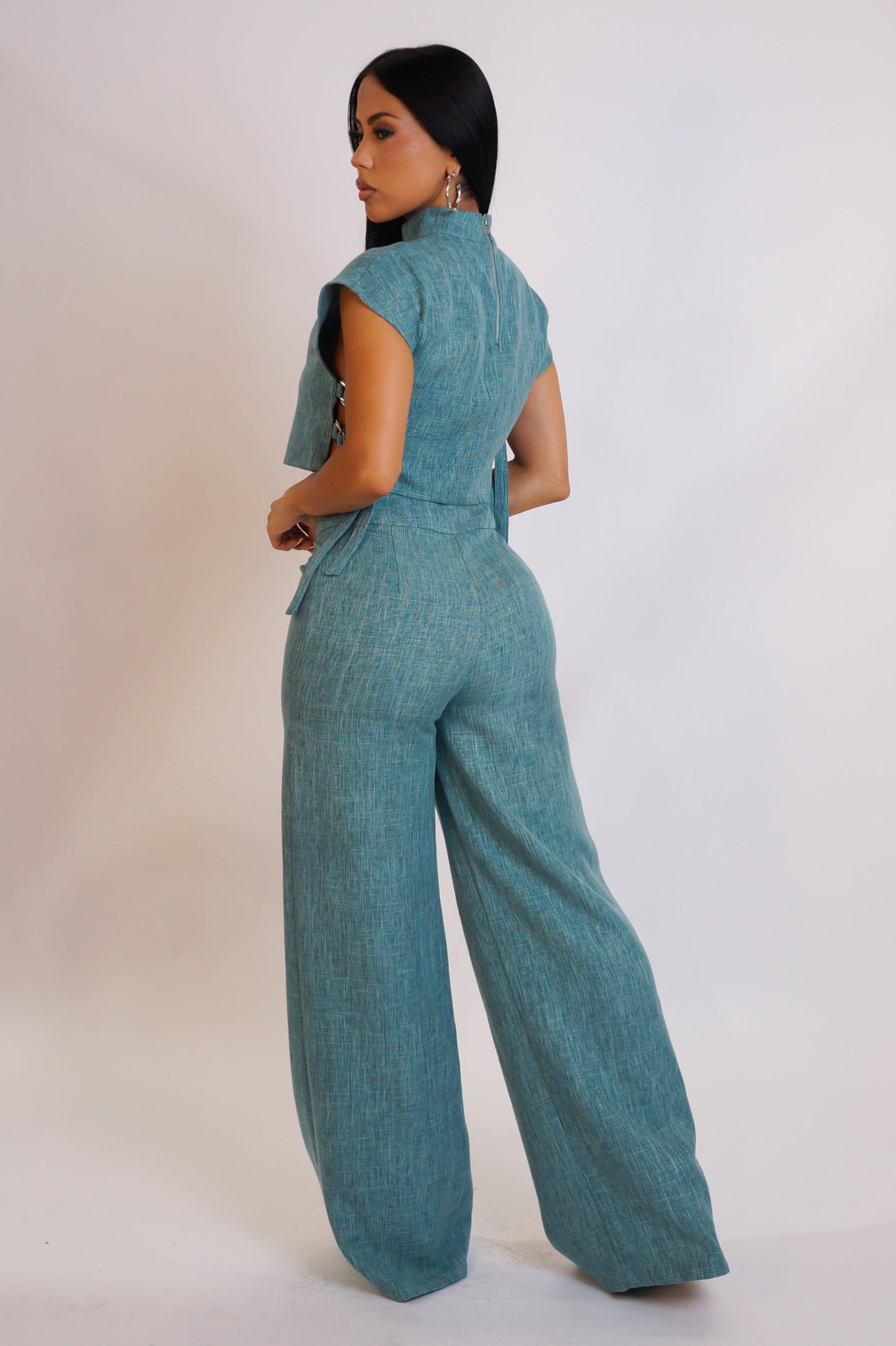 All that Linen Pants Set- Turquoise