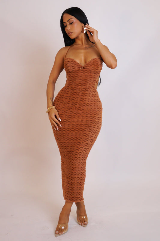 That Sexy Open Back Brown Dress