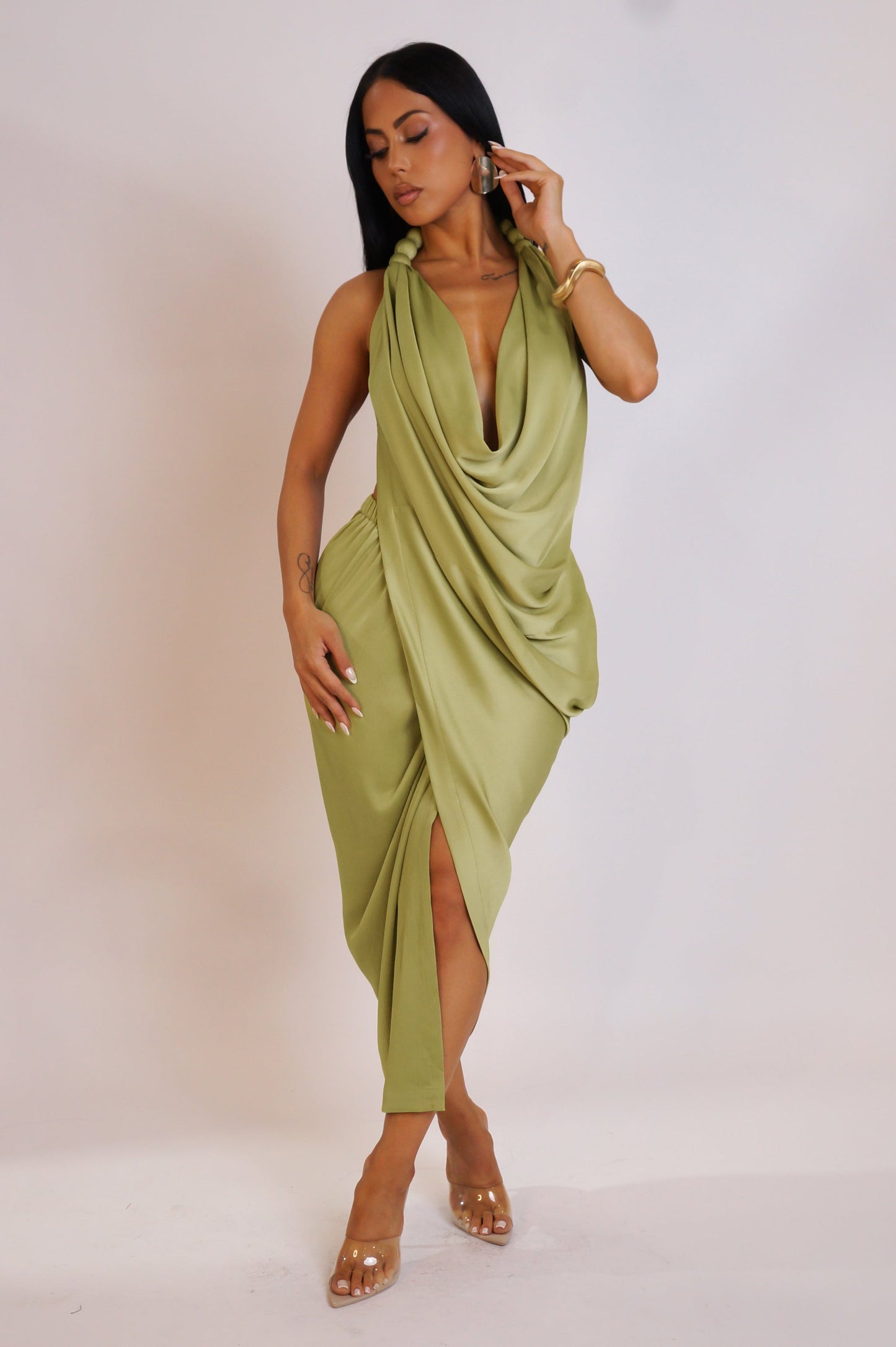 Show Stopper Midi Dress- Green