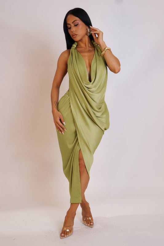 Show Stopper Midi Dress- Green