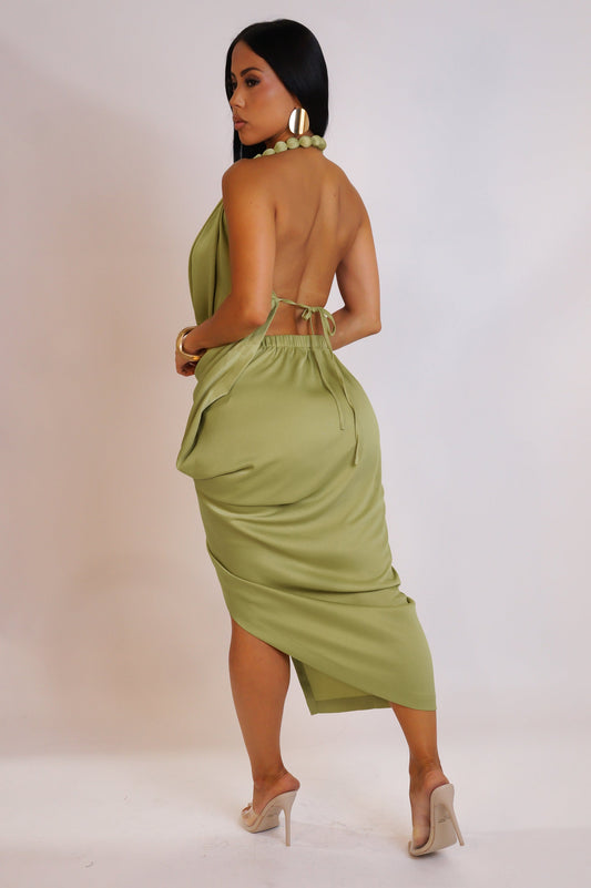 Show Stopper Midi Dress- Green