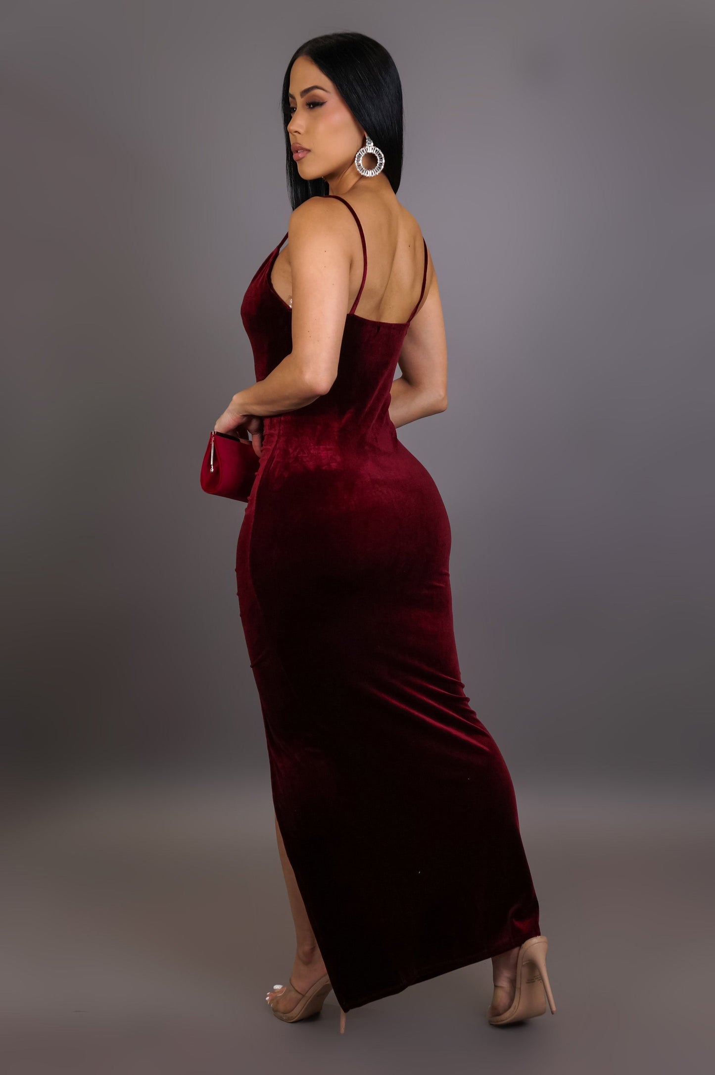 Velvet Dream Side Slit Maxi Dress