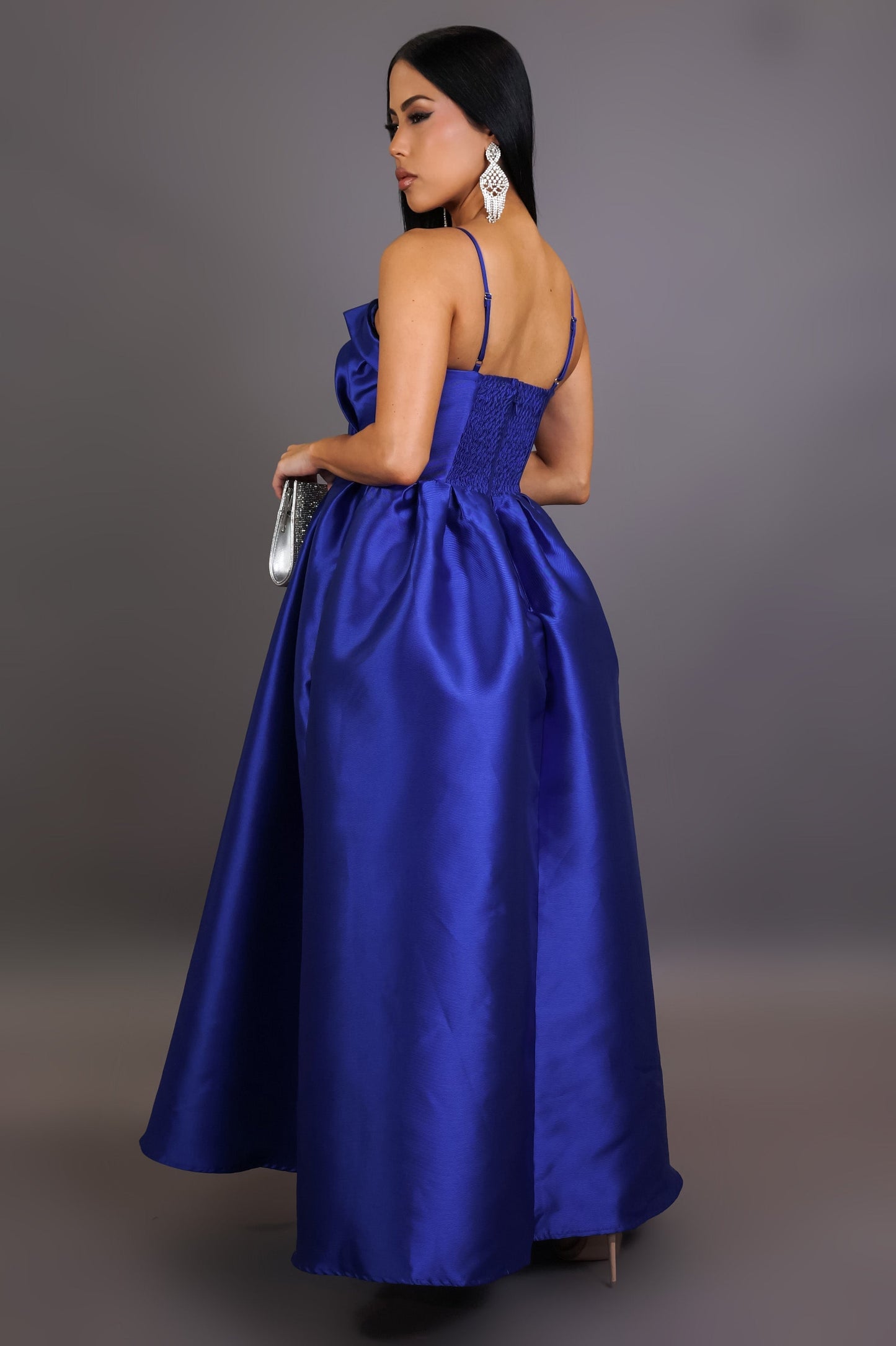 Spaghetti Strapped Satin Maxi Dress