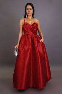 Spaghetti Strapped Satin Maxi Dress