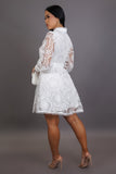 Modest Lace Mini Flare Dress- White