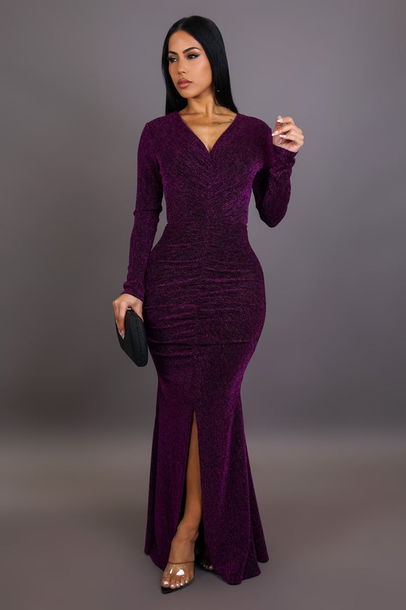 Purple Shimmer Maxi Dress