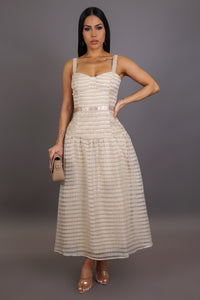 Geneva Beige Midi Dress