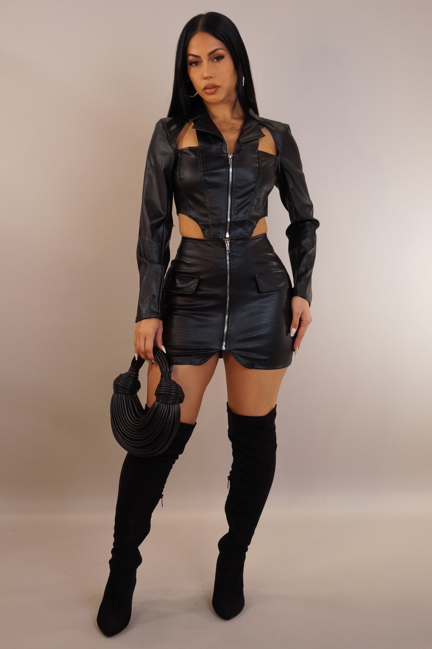 Sexy on the Rocks Skirt Set- Black