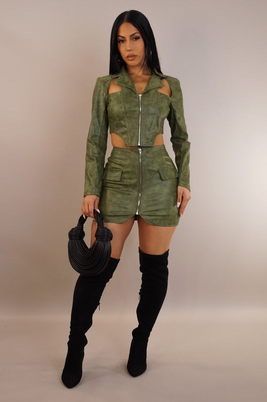 Sexy on the Rocks Skirt Set- Green