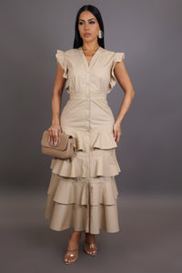 Beige Flutter Dress