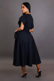 Pocketed Black Swing Dress