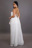 White Halter Pleated Maxi Dress