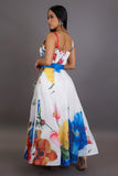 Flower Cascade "Hello Sunshine" Maxi Dress- White