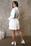 Denim & Solid White Mini Flare Dress