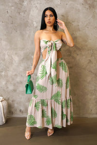 Green Palms Skirt Set