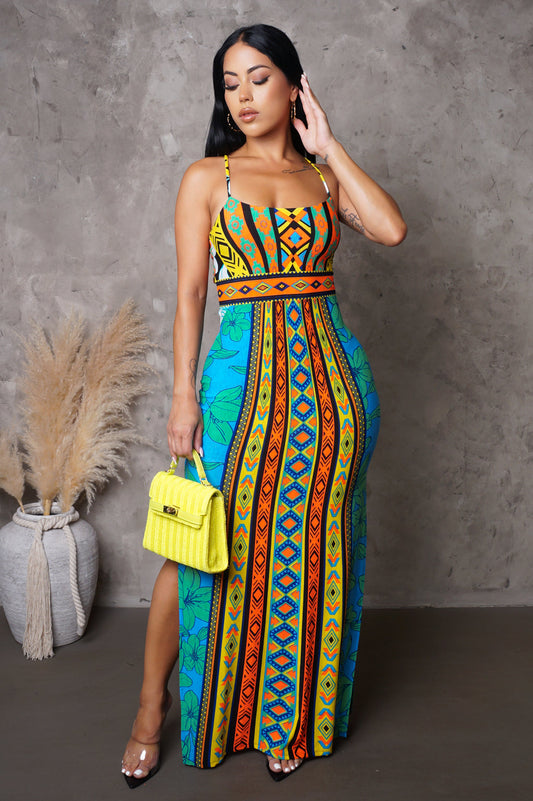 Tribal Print Maxi Dress