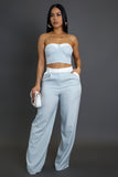 Contrast Pants & Cropped Top Set