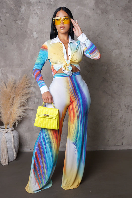 Multicolored Abstract Pants Set