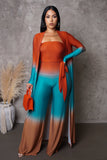 Multicolored Gradient Jumpsuit & Cardigan Set