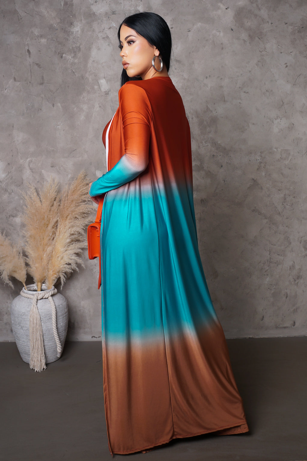 Multicolored Gradient Jumpsuit & Cardigan Set