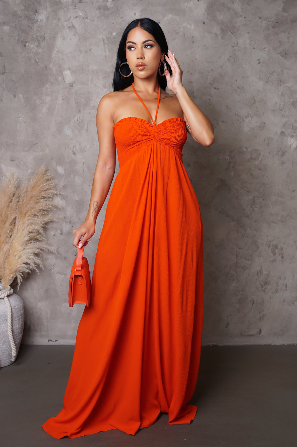 Rayon Halter Maxi Dress