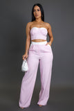 Contrast Pants & Cropped Top Set