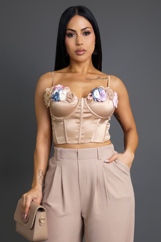 Flower Embroidered Cropped Top