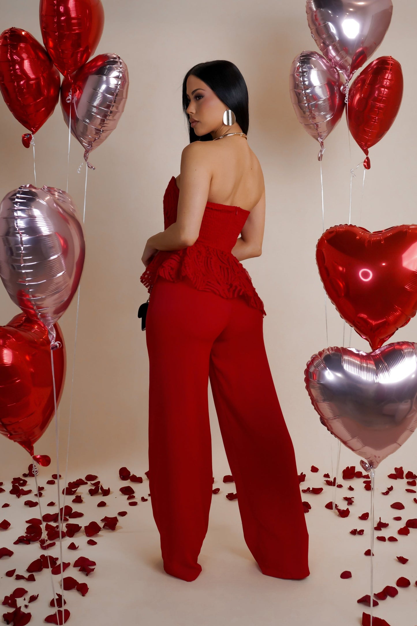 Twist of Faith Red Corset Look Top & Pants Set